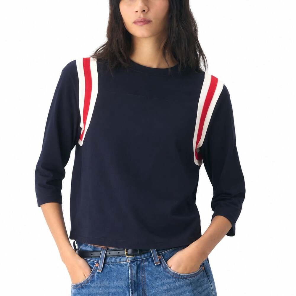 Aritzia TNA Soft Feels Ace T-Shirt Navy Blue 100% Cotton Crewneck Top (Size S)